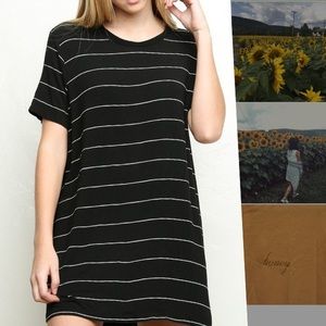 Brandy Melville B&W Striped T-Shirt Dress
